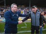 21 May 2022; Wexford manager Darragh Egan and Kilkenny manager Brian Cody after the Leinster GAA Hurling Senior Championship Round 5 match between Kilkenny and Wexford at UPMC Nowlan Park in Kilkenny. Photo by Stephen McCarthy/Sportsfile