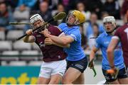 21 May 2022; Daire Gray of Dublin breaks his hurley as he challenges Darren Morrissey of Galway during the Leinster GAA Hurling Senior Championship Round 5 match between Galway and Dublin at Pearse Stadium in Galway. Photo by Ray Ryan/Sportsfile