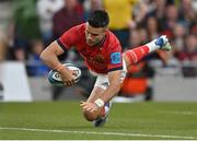 21 May 2022; Conor Murray of Munster scores his side's third try during the United Rugby Championship match between Leinster and Munster at Aviva Stadium in Dublin. Photo by Brendan Moran/Sportsfile
