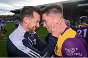 21 May 2022; Charlie McGuckin of Wexford celebrates with Graham Byrne, strength & conditioning coach, after the Leinster GAA Hurling Senior Championship Round 5 match between Kilkenny and Wexford at UPMC Nowlan Park in Kilkenny. Photo by Stephen McCarthy/Sportsfile