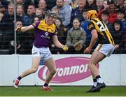 21 May 2022; Diarmuid O'Keeffe of Wexford in action against Walter Walsh of Kilkenny during the Leinster GAA Hurling Senior Championship Round 5 match between Kilkenny and Wexford at UPMC Nowlan Park in Kilkenny. Photo by Stephen McCarthy/Sportsfile