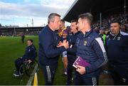 21 May 2022; Wexford manager Darragh Egan and selector Niall Corcoran, right, during the closing stages of the Leinster GAA Hurling Senior Championship Round 5 match between Kilkenny and Wexford at UPMC Nowlan Park in Kilkenny. Photo by Stephen McCarthy/Sportsfile