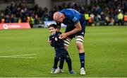 21 May 2022; Devin Toner of Leinster and his son Max after the United Rugby Championship match between Leinster and Munster at the Aviva Stadium in Dublin. Photo by Harry Murphy/Sportsfile