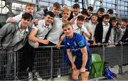 21 May 2022; Ben Murphy of Leinster with students from Presentation College Bray after the United Rugby Championship match between Leinster and Munster at Aviva Stadium in Dublin. Photo by Brendan Moran/Sportsfile