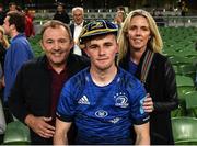 21 May 2022; Ben Murphy of Leinster with his parents Richie and Stephanie after making his debut in the United Rugby Championship match between Leinster and Munster at the Aviva Stadium in Dublin. Photo by Harry Murphy/Sportsfile