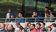 21 May 2022; Leinster players James Lowe, Jonathan Sexton and Caelan Doris watch the United Rugby Championship match between Leinster and Munster at Aviva Stadium in Dublin. Photo by Brendan Moran/Sportsfile