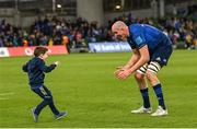 21 May 2022; Devin Toner of Leinster with his son Max after his side's victory in the United Rugby Championship match between Leinster and Munster at the Aviva Stadium in Dublin. Photo by Harry Murphy/Sportsfile