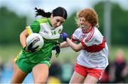 22 May 2022; Ella Cuskelly of Offaly in action against Nora Harkin of Derry during the 2022 All-Ireland U14 Bronze Final between Derry and Offaly at the GAA National Games Development Centre in Abbotstown, Dublin. Photo by Ben McShane/Sportsfile