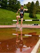 22 May 2022; Niall Carberry of Clonliffe Harriers AC, Dublin, on his way to winning the premier men's 3000m steeplechase during Round 1 of the AAI National Outdoor League at the Mary Peters Track in Belfast. Photo by Sam Barnes/Sportsfile