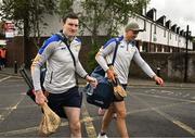 22 May 2022; Clare players David Fitzgerald, left, and Peter Duggan arrive for  the Munster GAA Hurling Senior Championship Round 5 match between Clare and Waterford at Cusack Park in Ennis, Clare. Photo by Ray McManus/Sportsfile