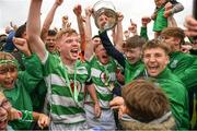 22 May 2022; Villa players celebrate with the cup after the FAI Centenary Junior Cup Final 2021/2022 match between Villa FC, Waterford, and Pike Rovers FC, Limerick, at Turner's Cross in Cork. Photo by Eóin Noonan/Sportsfile