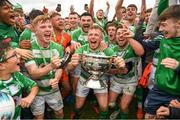 22 May 2022; Villa players celebrate with the cup after the FAI Centenary Junior Cup Final 2021/2022 match between Villa FC, Waterford, and Pike Rovers FC, Limerick, at Turner's Cross in Cork. Photo by Eóin Noonan/Sportsfile