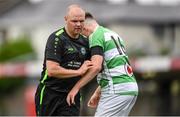 22 May 2022; Robbie Williams of Pike Rovers tussles with Adam Conway of Villa during the FAI Centenary Junior Cup Final 2021/2022 match between Villa FC, Waterford, and Pike Rovers FC, Limerick, at Turner's Cross in Cork. Photo by Eóin Noonan/Sportsfile