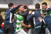 22 May 2022; Adam Conway of Villa celebrates with supporters after the FAI Centenary Junior Cup Final 2021/2022 match between Villa FC, Waterford, and Pike Rovers FC, Limerick, at Turner's Cross in Cork. Photo by Eóin Noonan/Sportsfile