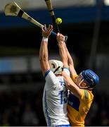 22 May 2022; Michael Kiely of Waterford is tackled by Rory Hayes of Clare during the Munster GAA Hurling Senior Championship Round 5 match between Clare and Waterford at Cusack Park in Ennis, Clare. Photo by Ray McManus/Sportsfile