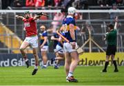 22 May 2022; Séamus Harnedy of Cork celebrates his side's first goal, scored by teammate Alan Connolly, not pictured, during the Munster GAA Hurling Senior Championship Round 5 match between Tipperary and Cork at FBD Semple Stadium in Thurles, Tipperary. Photo by Piaras Ó Mídheach/Sportsfile