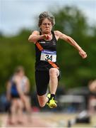 22 May 2022; Edel Maguire of Clonliffe Harriers AC, Dublin, competing in the premier women's long jump during Round 1 of the AAI National Outdoor League at the Mary Peters Track in Belfast. Photo by Sam Barnes/Sportsfile