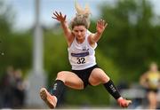 22 May 2022; Saoirse Lowley of Sligo County competing in the premier women's long jump during Round 1 of the AAI National Outdoor League at the Mary Peters Track in Belfast. Photo by Sam Barnes/Sportsfile