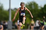 22 May 2022;  Edel Maguire of Clonliffe Harriers AC, Dublin, competing in the premier women's long jump during Round 1 of the AAI National Outdoor League at the Mary Peters Track in Belfast. Photo by Sam Barnes/Sportsfile