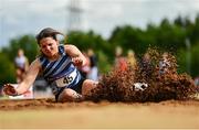 22 May 2022; Kate Millar of Lagan Valley AC, Antrim, competing in the division one women's long jump during Round 1 of the AAI National Outdoor League at the Mary Peters Track in Belfast. Photo by Sam Barnes/Sportsfile