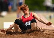 22 May 2022;  Erika Juozapaite of Louth County competing in the premier women's long jump during Round 1 of the AAI National Outdoor League at the Mary Peters Track in Belfast. Photo by Sam Barnes/Sportsfile
