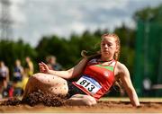 22 May 2022; Erin Fisher of City of Lisburn AC, Down, competing in the guest long jump during Round 1 of the AAI National Outdoor League at the Mary Peters Track in Belfast. Photo by Sam Barnes/Sportsfile