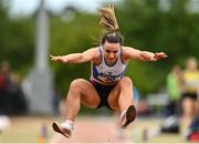22 May 2022; Lili O'Connor of Ratoath AC, Meath,  competing in the division one women's long jump during Round 1 of the AAI National Outdoor League at the Mary Peters Track in Belfast. Photo by Sam Barnes/Sportsfile