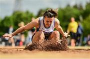 22 May 2022; Lili O'Connor of Ratoath AC, Meath, competing in the division one women's long jump during Round 1 of the AAI National Outdoor League at the Mary Peters Track in Belfast. Photo by Sam Barnes/Sportsfile
