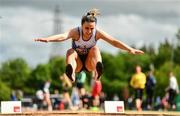 22 May 2022; Lili O'Connor of Ratoath AC, Meath, competing in the division one women's long jump during Round 1 of the AAI National Outdoor League at the Mary Peters Track in Belfast. Photo by Sam Barnes/Sportsfile