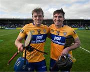 22 May 2022; Shane O'Donnell, left, and Ian Galvin of Clare after the Munster GAA Hurling Senior Championship Round 5 match between Clare and Waterford at Cusack Park in Ennis, Clare. Photo by Ray McManus/Sportsfile
