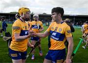 22 May 2022; Clare players Darragh Lohan and Robin Mounsey after the Munster GAA Hurling Senior Championship Round 5 match between Clare and Waterford at Cusack Park in Ennis, Clare. Photo by Ray McManus/Sportsfile