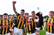 22 May 2022; Kilkenny players, from left, Pierce Blanchfield, Peter McDonald, Andy Hickey, Ian Byrne and Gearóid Dunne celebrate after their side's victory in the oneills.com GAA Hurling All-Ireland U20 Championship Final match between Kilkenny and Limerick at FBD Semple Stadium in Thurles, Tipperary. Photo by Piaras Ó Mídheach/Sportsfile