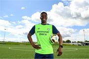 23 May 2022; Chiedozie Ogbene during the launch of the INTERSPORT Elverys FAI Summer Soccer Schools at the FAI Headquarters in Abbotstown, Dublin. Photo by Harry Murphy/Sportsfile