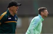 22 May 2022; Offaly selector Tomás O Sé, right, and manager John Maughan during the Tailteann Cup Preliminary Round match between Wexford and Offaly at Bellefield in Enniscorthy, Wexford. Photo by Brendan Moran/Sportsfile