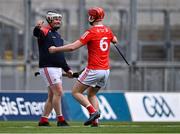 21 May 2022; Louth goalkeeper Ruairí Morrissey and teammate Conor Quigley celebrate after their side's victory in the Lory Meagher Cup Final match between Longford and Louth at Croke Park in Dublin. Photo by Piaras Ó Mídheach/Sportsfile