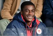23 May 2022; James Abankwah of St Patrick's Athletic in attendance at the SSE Airtricity League Premier Division match between St Patrick's Athletic and Bohemians at Richmond Park in Dublin. Photo by Piaras Ó Mídheach/Sportsfile