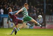 23 May 2022; Rory Gaffney of Shamrock Rovers in action against Dayle Rooney of Drogheda United during the SSE Airtricity League Premier Division match between Drogheda United and Shamrock Rovers at Head in the Game Park in Drogheda, Louth. Photo by Ben McShane/Sportsfile