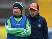 22 May 2022; Limerick manager Diarmuid Mullins, left, with selector Paul Browne before the oneills.com GAA Hurling All-Ireland U20 Championship Final match between Kilkenny and Limerick at FBD Semple Stadium in Thurles, Tipperary. Photo by Piaras Ó Mídheach/Sportsfile