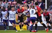 23 May 2022; Bohemians goalkeeper James Talbot and Eoin Doyle of St Patrick's Athletic during the SSE Airtricity League Premier Division match between St Patrick's Athletic and Bohemians at Richmond Park in Dublin. Photo by Piaras Ó Mídheach/Sportsfile