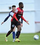 23 May 2022; Junior Ogedi-Uzokwe of Bohemians in action against Jason McClelland of St Patrick's Athletic during the SSE Airtricity League Premier Division match between St Patrick's Athletic and Bohemians at Richmond Park in Dublin. Photo by Piaras Ó Mídheach/Sportsfile