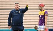 21 May 2022; Wexford manager Darragh Egan and Paul Morris, right, before the Leinster GAA Hurling Senior Championship Round 5 match between Kilkenny and Wexford at UPMC Nowlan Park in Kilkenny. Photo by Stephen McCarthy/Sportsfile