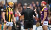 21 May 2022; Referee Fergal Horgan speaks to captains Richie Reid of Kilkenny and Lee Chin of Wexford during the Leinster GAA Hurling Senior Championship Round 5 match between Kilkenny and Wexford at UPMC Nowlan Park in Kilkenny. Photo by Stephen McCarthy/Sportsfile
