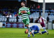 23 May 2022; Danny Mandroiu of Shamrock Rovers reacts after a missed opportunity on goal during the SSE Airtricity League Premier Division match between Drogheda United and Shamrock Rovers at Head in the Game Park in Drogheda, Louth. Photo by Ben McShane/Sportsfile