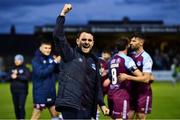23 May 2022; Drogheda United assistant manager Daire Doyle celebrates after his side's victory in the SSE Airtricity League Premier Division match between Drogheda United and Shamrock Rovers at Head in the Game Park in Drogheda, Louth. Photo by Ben McShane/Sportsfile