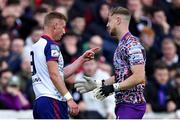 23 May 2022; Eoin Doyle of St Patrick's Athletic and Bohemians goalkeeper James Talbot in conversation during the SSE Airtricity League Premier Division match between St Patrick's Athletic and Bohemians at Richmond Park in Dublin. Photo by Piaras Ó Mídheach/Sportsfile