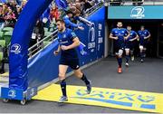 21 May 2022; Jordan Larmour of Leinster runs out before the United Rugby Championship match between Leinster and Munster at the Aviva Stadium in Dublin. Photo by Harry Murphy/Sportsfile