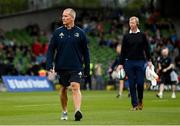 21 May 2022; Leinster senior coach Stuart Lancaster and head coach Leo Cullen during the United Rugby Championship match between Leinster and Munster at the Aviva Stadium in Dublin. Photo by Harry Murphy/Sportsfile