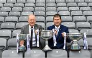 24 May 2022; In attendance at the launch of the 2022 TG4 All-Ireland Ladies Football Championships, at Croke Park is TG4 Director General Alan Esslemont, left, and LGFA President Mícheál Naughton. TG4 has today announced a five-year extension of their sponsorship of the All-Ireland Ladies Football inter-county championships, with the new deal set to last until the conclusion of the 2027 season. The 2022 TG4 All-Ireland Ladies Football Championships get underway next Sunday, May 29, with the first round of Intermediate Fixtures, and will conclude on Sunday, July 31, when the winners of the Junior, Intermediate & Senior Championships will be revealed. 13 Championship games will be broadcast exclusively live by TG4 throughout the season, with the remaining 47 games available to view on the LGFA and TG4’s dedicated online platform: https://page.inplayer.com/lgfaseason2022/tg4.html In addition, the TG4 Leinster Senior Final between Dublin and Meath will also be televised live by TG4 from Croke Park next Saturday, May 28. #ProperFan . Photo by Eóin Noonan/Sportsfile