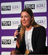 24 May 2022; Speaking during a panal discussion at the launch of the 2022 TG4 All-Ireland Ladies Football Championships in Croke Park is Irish boxer Lisa O'Rourke. TG4 has today announced a five-year extension of their sponsorship of the All-Ireland Ladies Football inter-county championships, with the new deal set to last until the conclusion of the 2027 season. The 2022 TG4 All-Ireland Ladies Football Championships get underway next Sunday, May 29, with the first round of Intermediate Fixtures, and will conclude on Sunday, July 31, when the winners of the Junior, Intermediate & Senior Championships will be revealed. 13 Championship games will be broadcast exclusively live by TG4 throughout the season, with the remaining 47 games available to view on the LGFA and TG4’s dedicated online platform: https://page.inplayer.com/lgfaseason2022/tg4.html In addition, the TG4 Leinster Senior Final between Dublin and Meath will also be televised live by TG4 from Croke Park next Saturday, May 28. #ProperFan . Photo by Eóin Noonan/Sportsfile