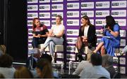 24 May 2022; Speaking during a panal discussion at the launch of the 2022 TG4 All-Ireland Ladies Football Championships in Croke Park is, from left, Sarah Ní Loingsigh of Galway, Orlagh Lally of Meath, Irish boxer Lisa O'Rourke and MC Máire Ní Bhraonáin. TG4 has today announced a five-year extension of their sponsorship of the All-Ireland Ladies Football inter-county championships, with the new deal set to last until the conclusion of the 2027 season. The 2022 TG4 All-Ireland Ladies Football Championships get underway next Sunday, May 29, with the first round of Intermediate Fixtures, and will conclude on Sunday, July 31, when the winners of the Junior, Intermediate & Senior Championships will be revealed. 13 Championship games will be broadcast exclusively live by TG4 throughout the season, with the remaining 47 games available to view on the LGFA and TG4’s dedicated online platform: https://page.inplayer.com/lgfaseason2022/tg4.html In addition, the TG4 Leinster Senior Final between Dublin and Meath will also be televised live by TG4 from Croke Park next Saturday, May 28. #ProperFan . Photo by Eóin Noonan/Sportsfile